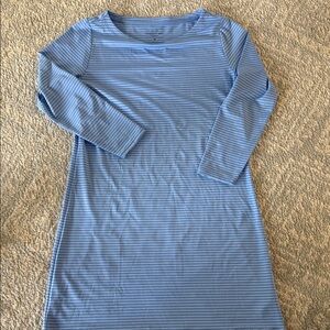 Blue Striped Long Sleeve Dress,med